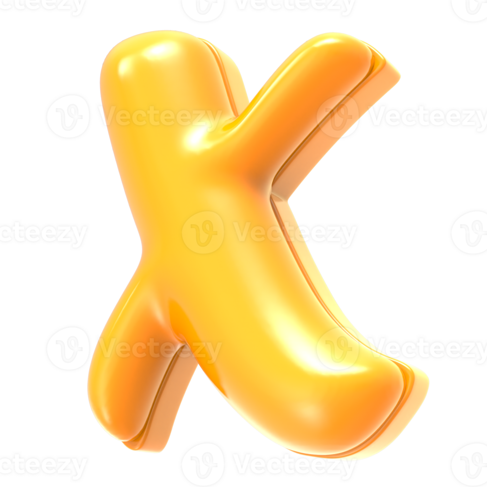 x Font Yellow 3D Rendering png