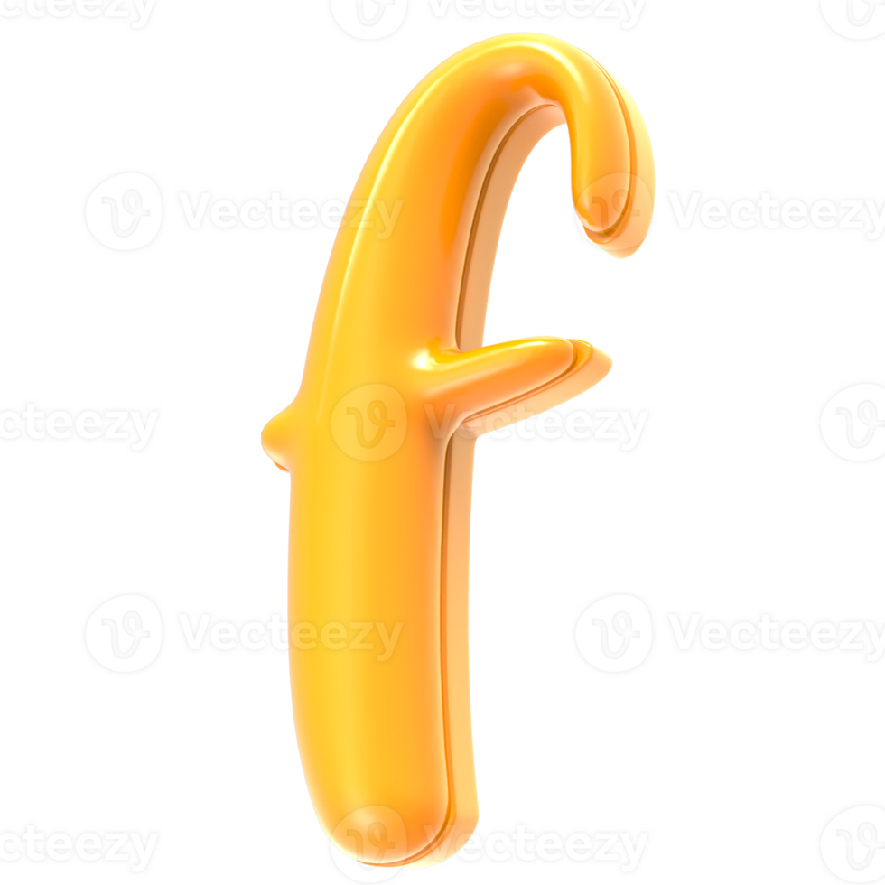 f Font Yellow 3D Rendering png