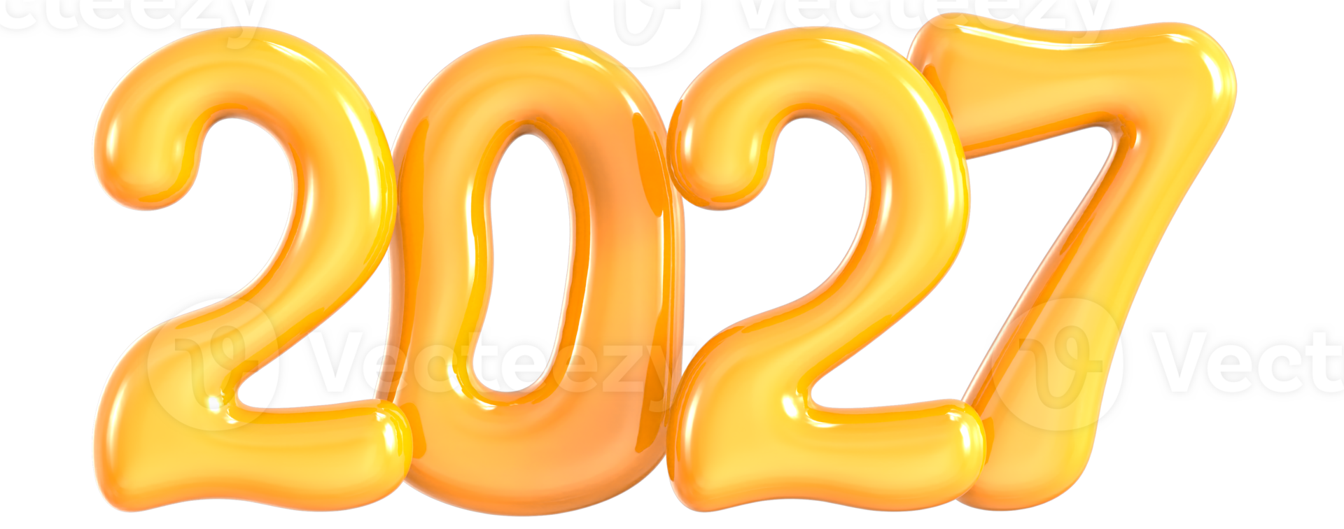 Yellow Number 2027 3D png