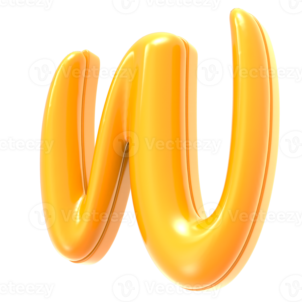 w Font Yellow 3D Rendering png