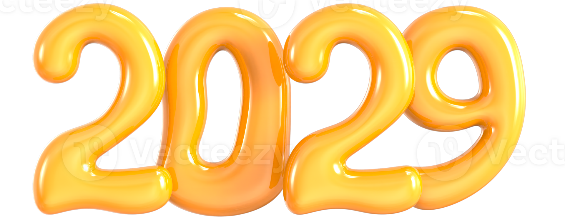 Yellow Number 2029 3D png