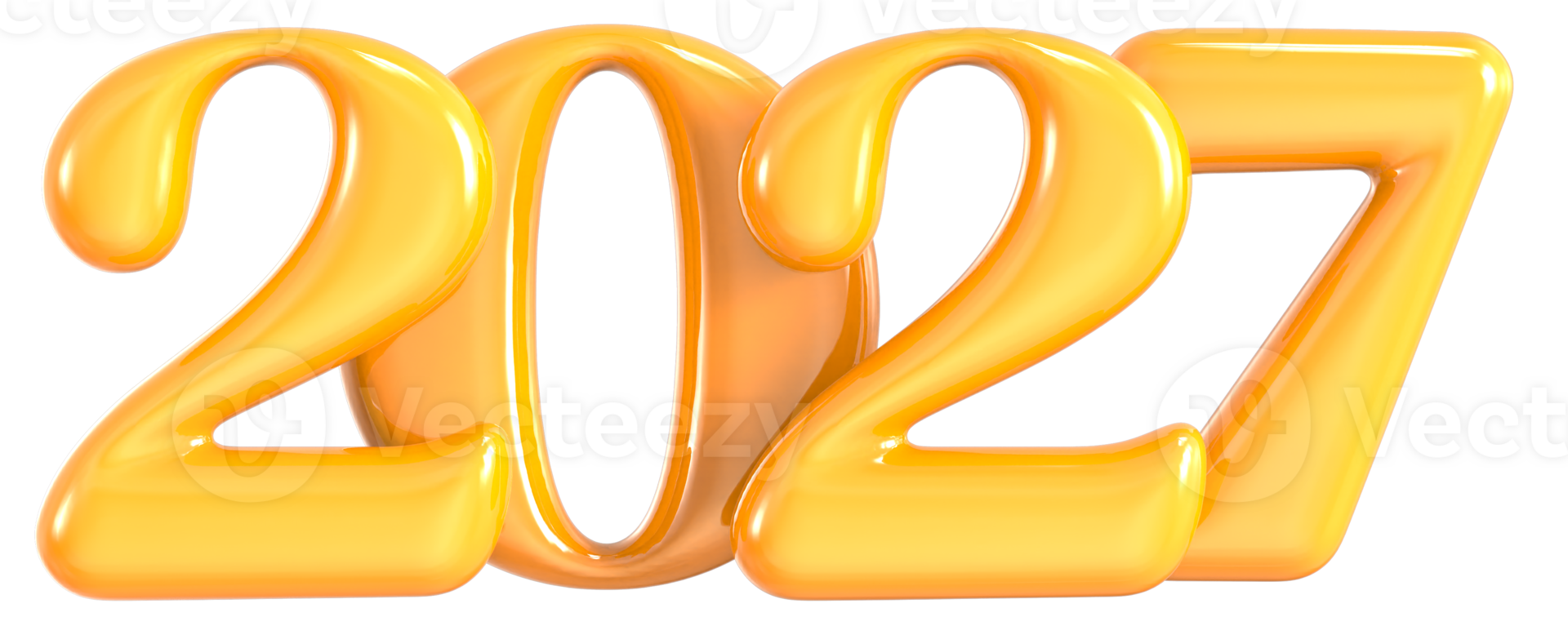 Yellow Number 2027 3D Rendering png