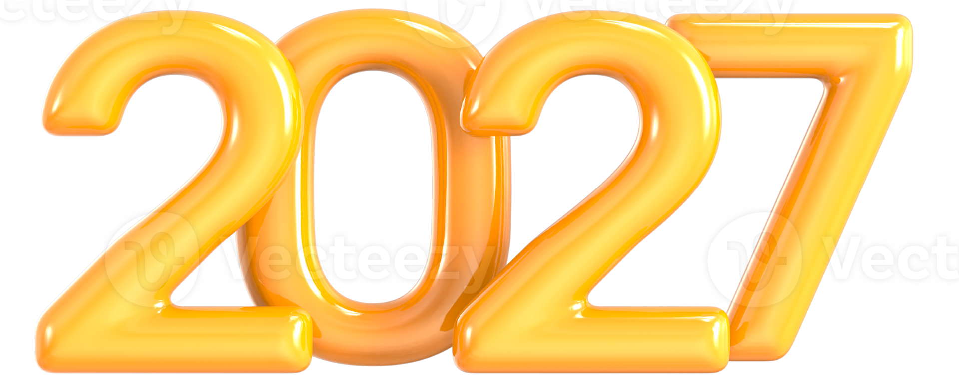 Yellow Number 2027 3D Render png