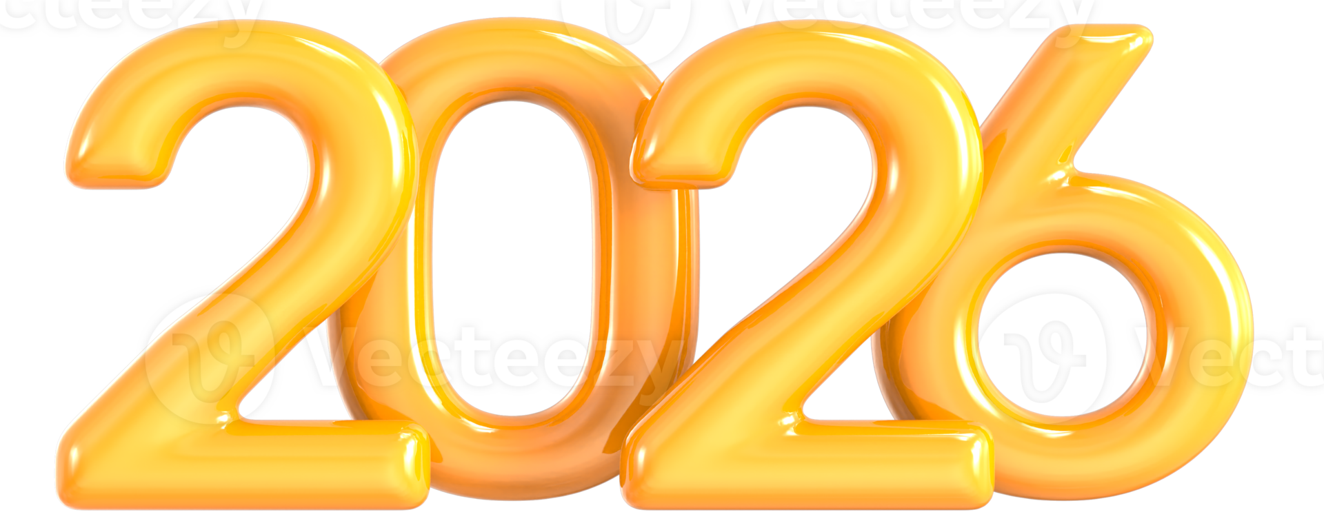 Yellow Number 2026 3D Render png
