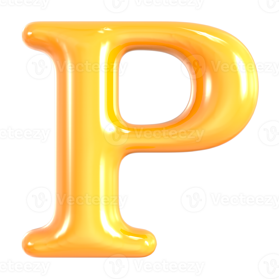Yellow Font P 3D Render png