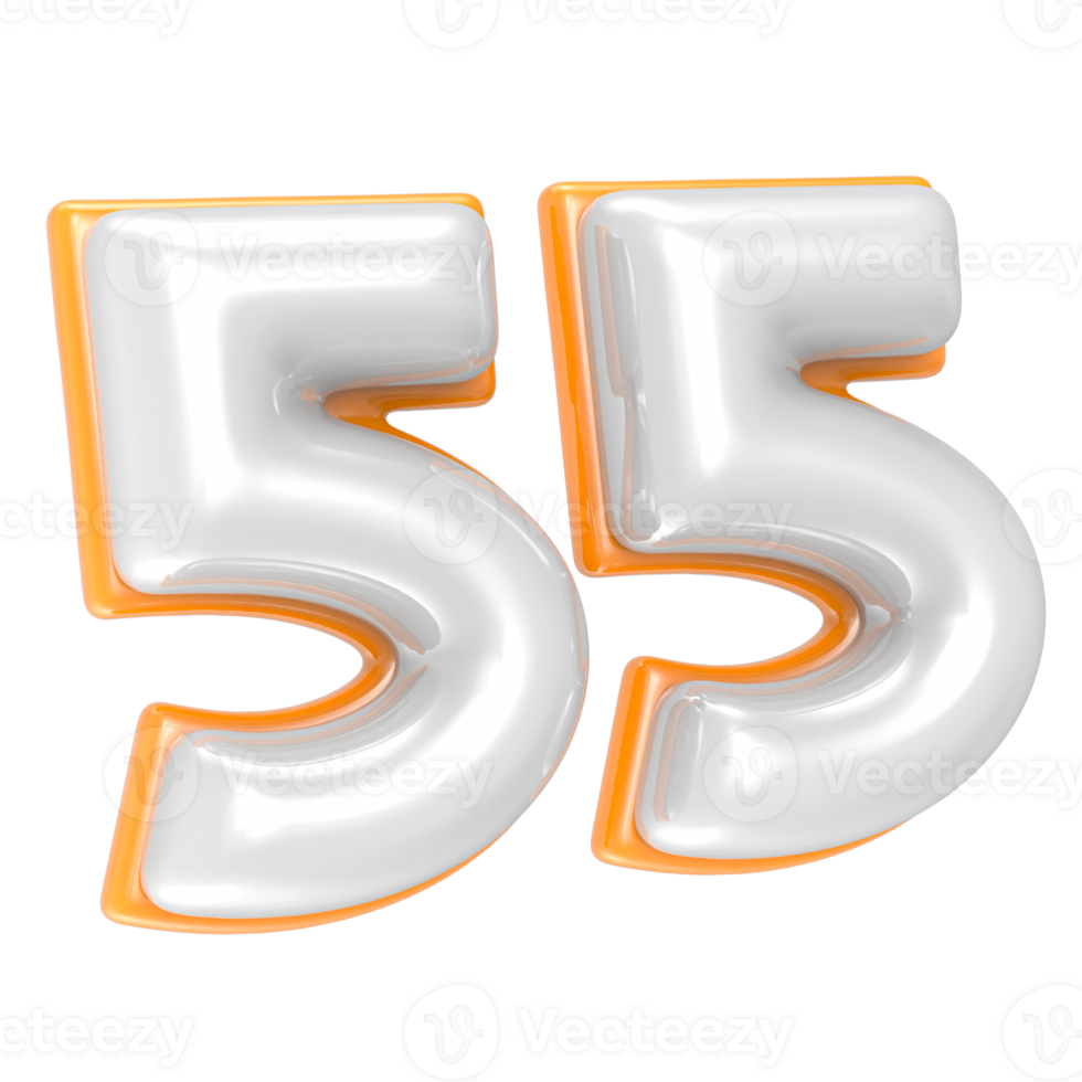 55 Number 3D Render png