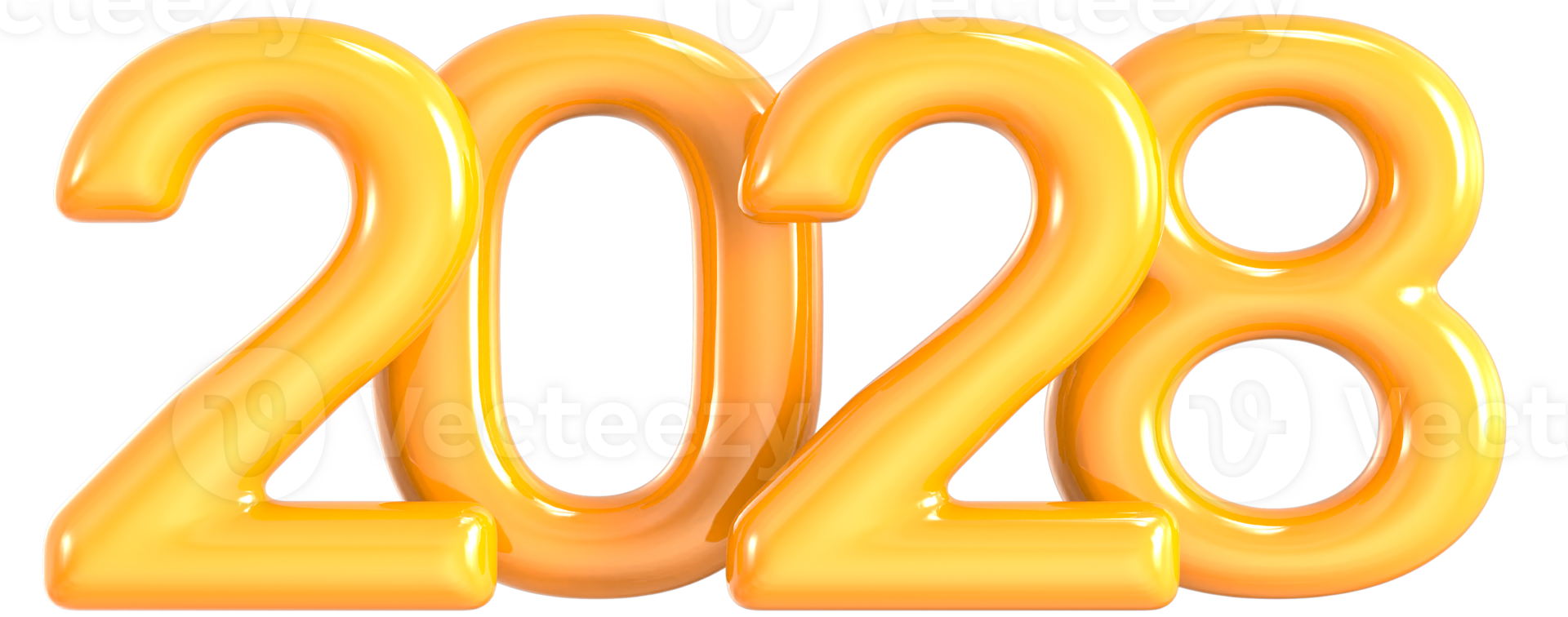 Yellow Number 2028 3D Render png