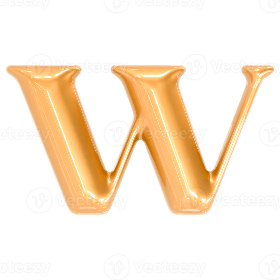 Gold Font W 3D png