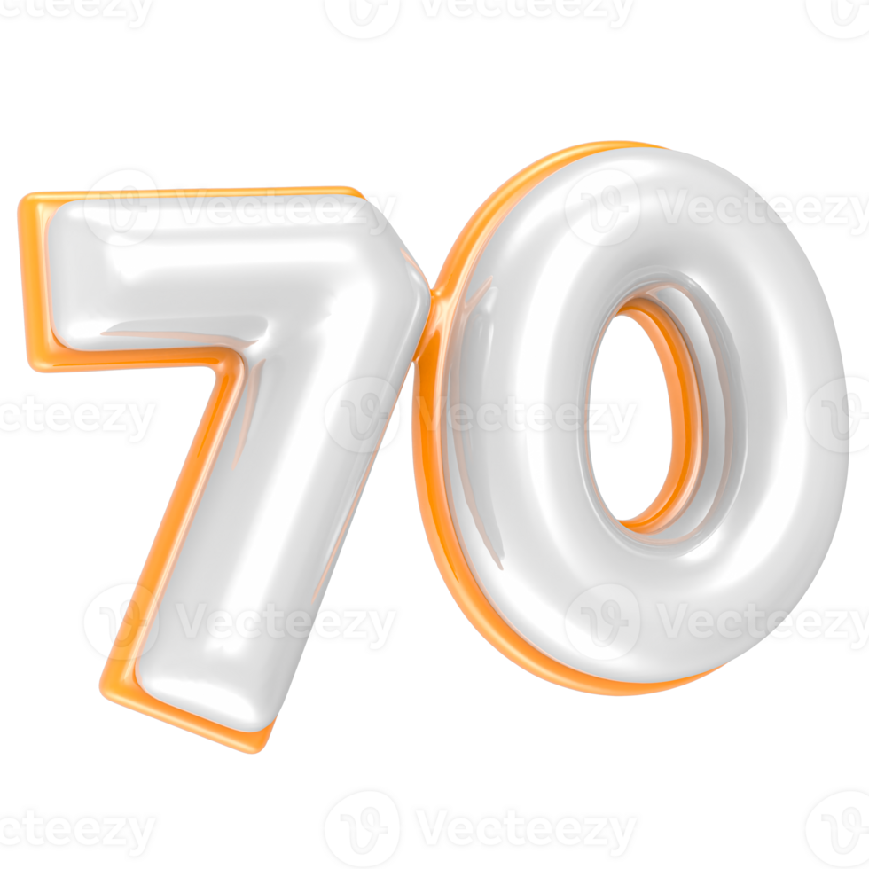 70 Number 3D Render png