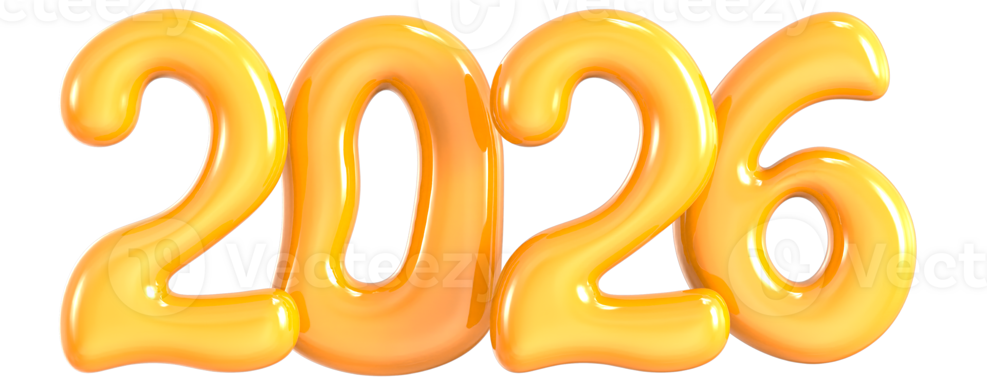 Yellow Number 2026 3D png