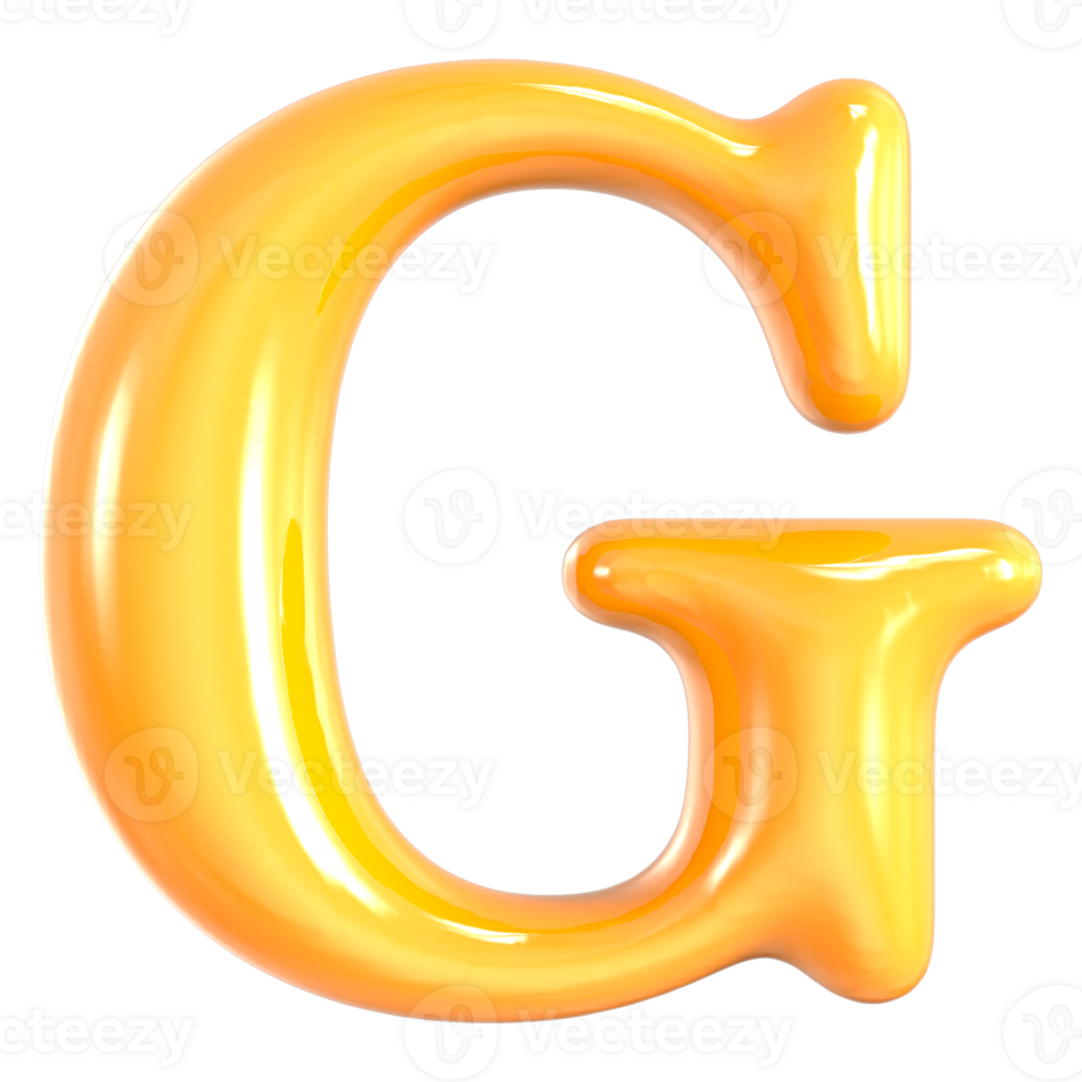 Yellow Font G 3D Render png
