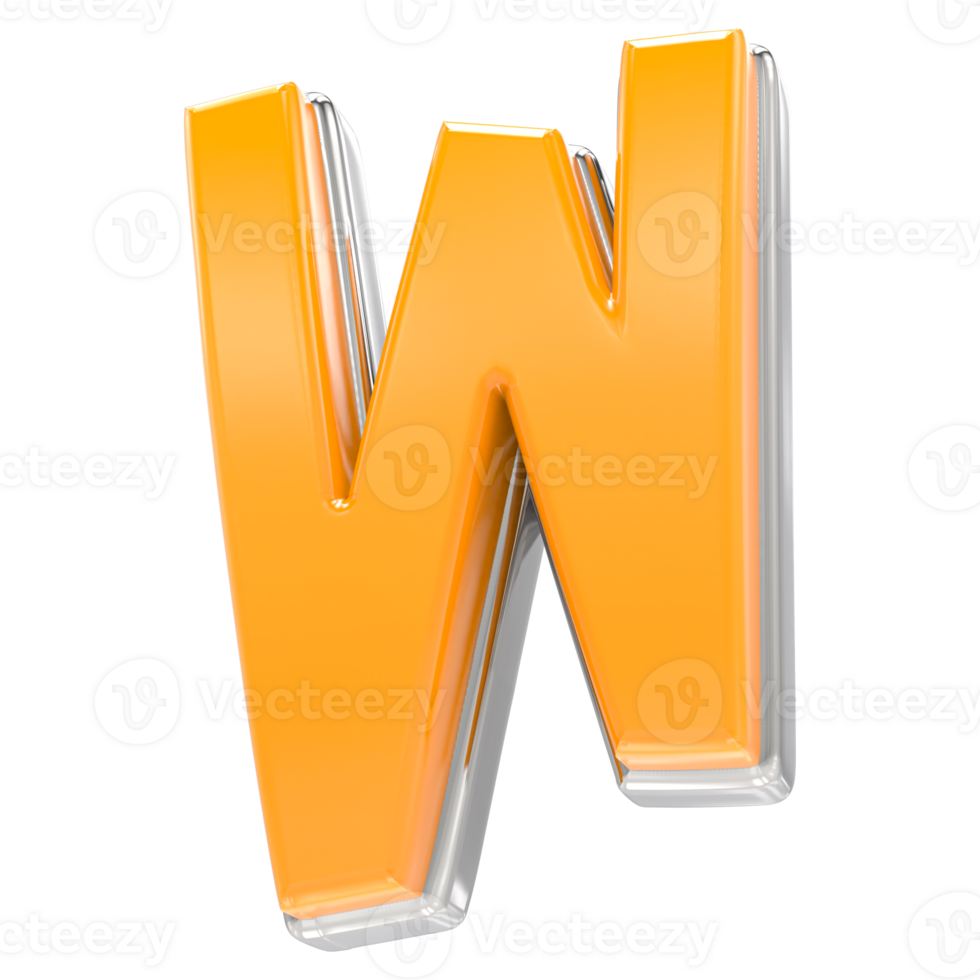 W Letter 3D Render png