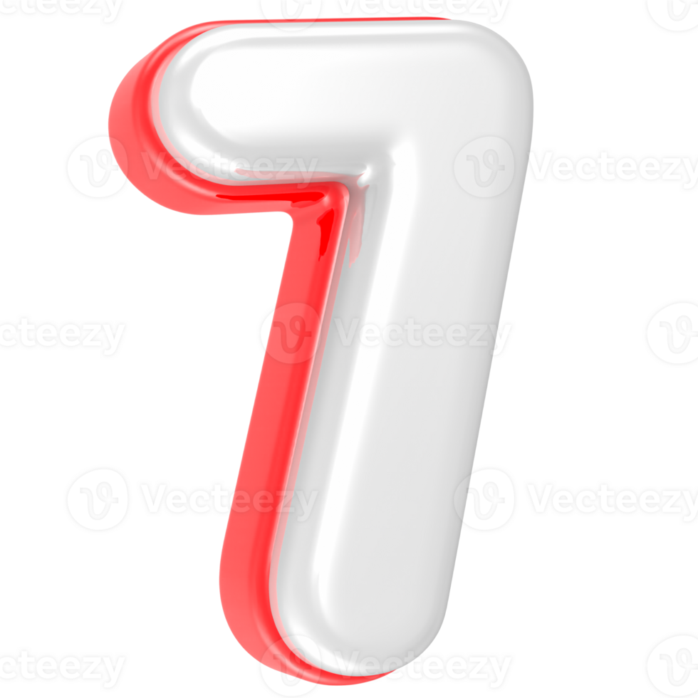 3d rendering Number 7 isolated png