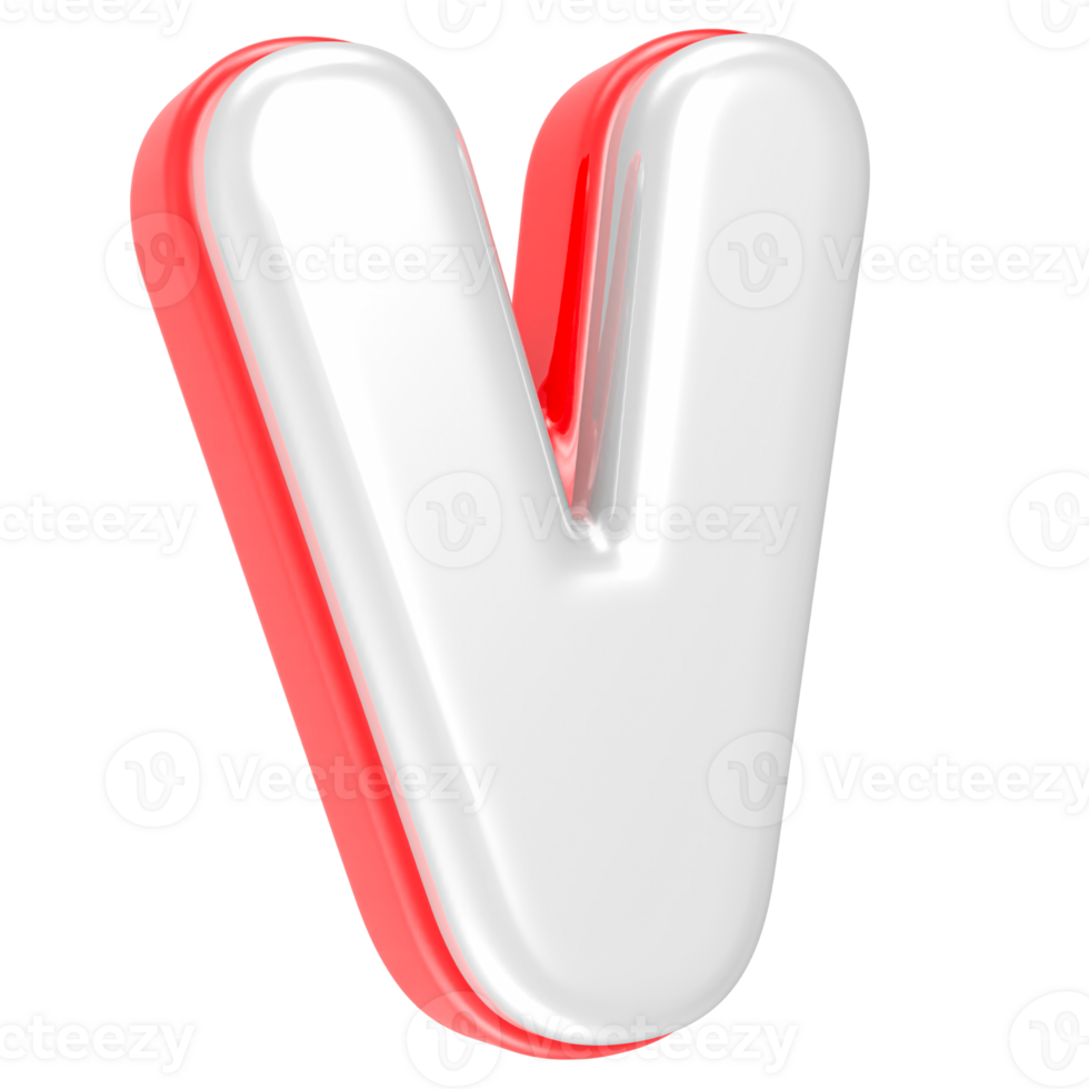 3d rendering Font V isolated png