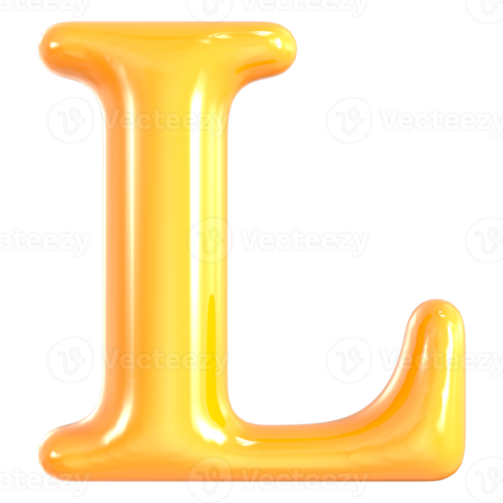 Yellow Font L 3D Render png