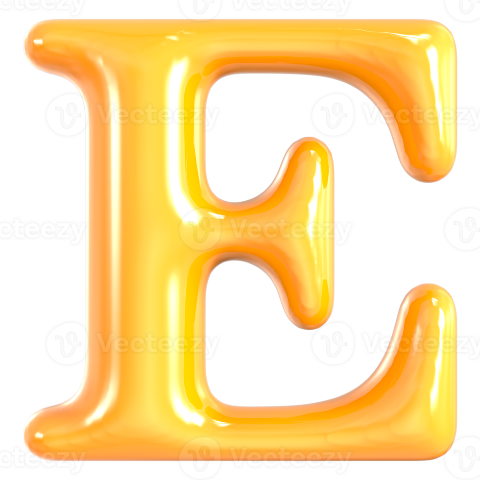 Yellow Font E 3D Render png