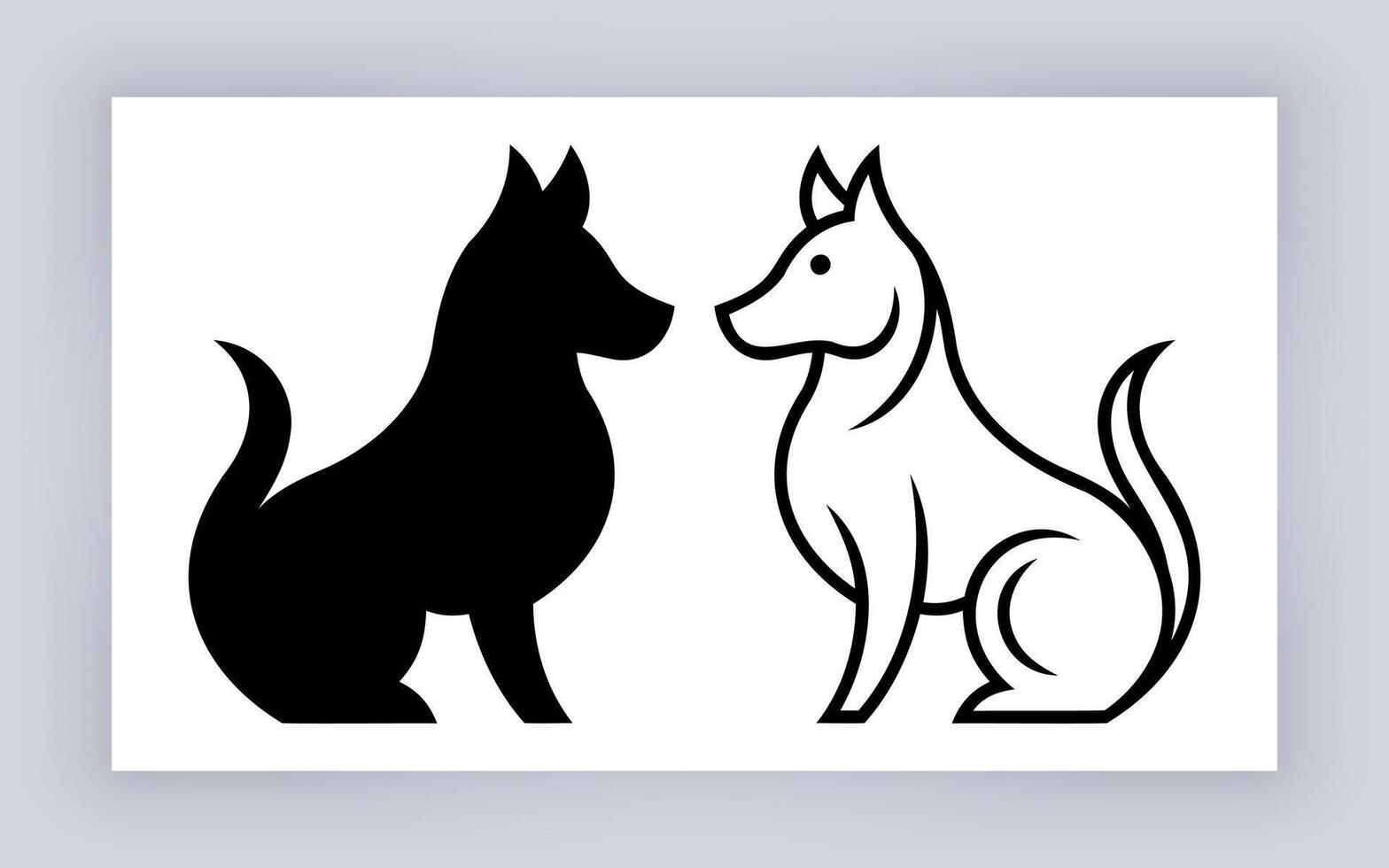 Dog silhouettes image prints icons vector