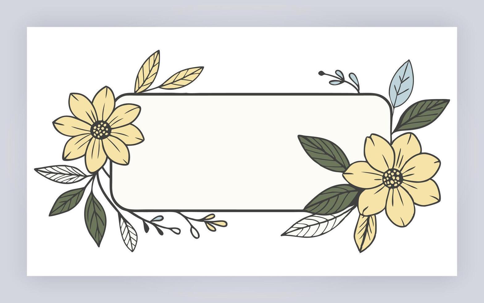 a blank card with flowers and leaves vector