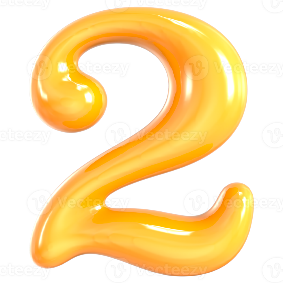 Yellow number 2 3d render 47393501 png