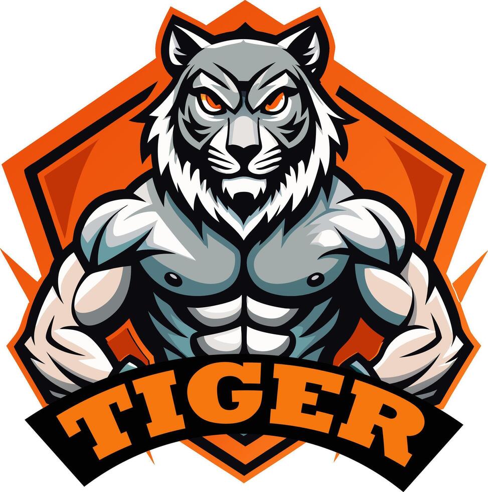 Tiger body builder logo vector