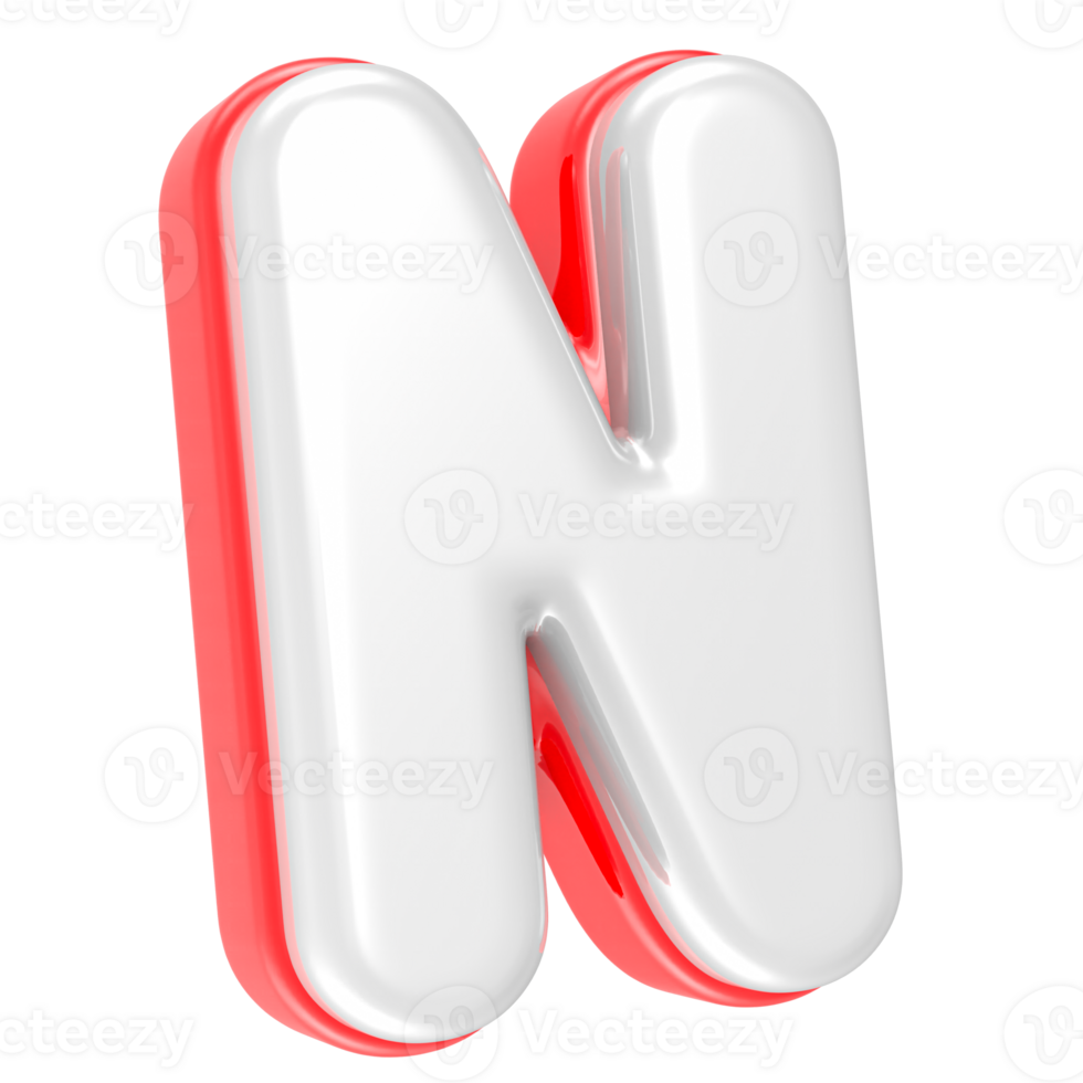 3d rendering Font N isolated png