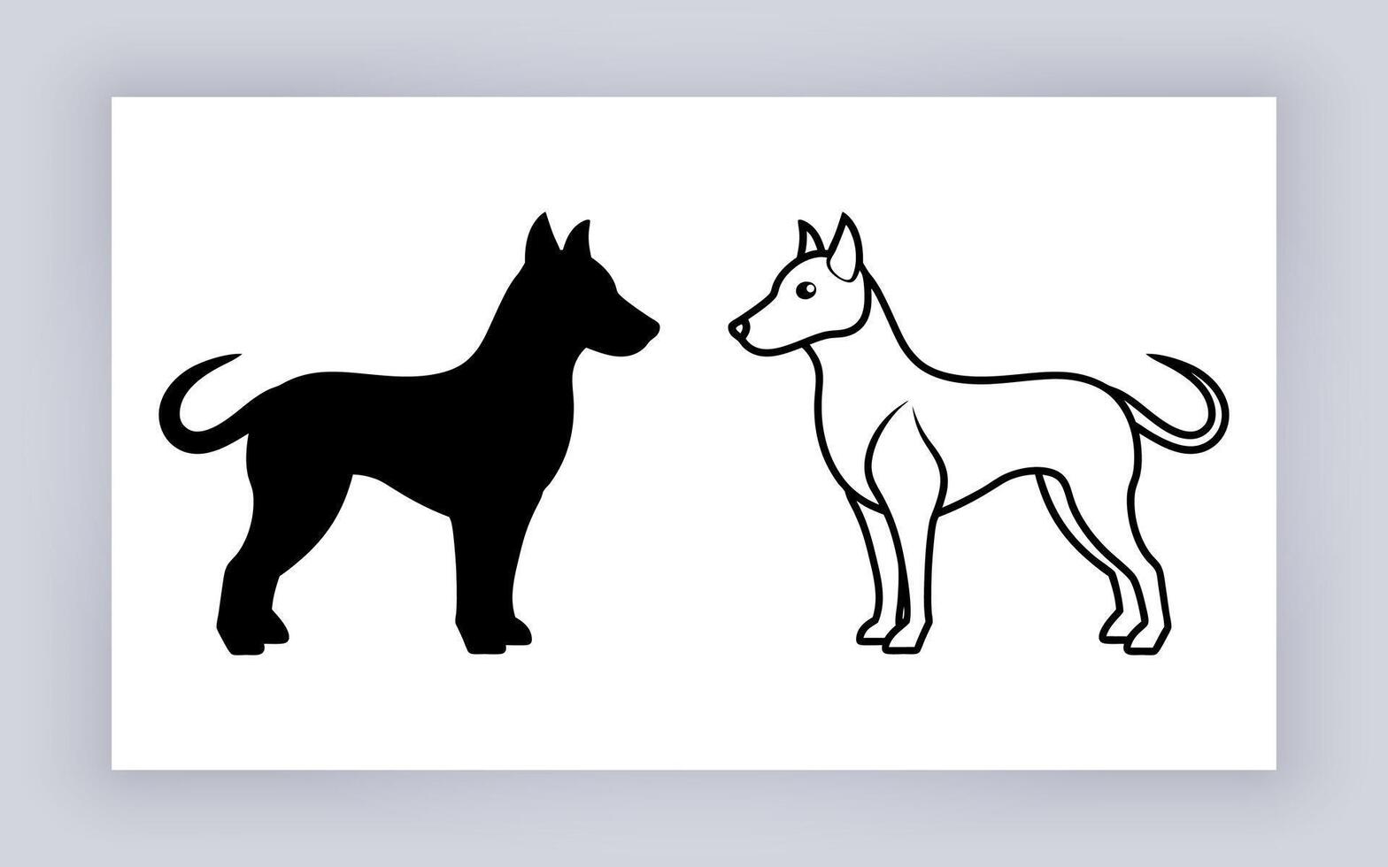 Dog silhouettes image prints icons vector