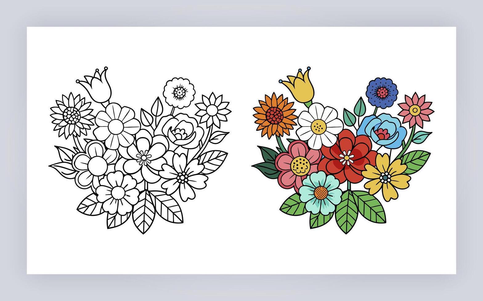 coloring pages with flowers and leaves vector