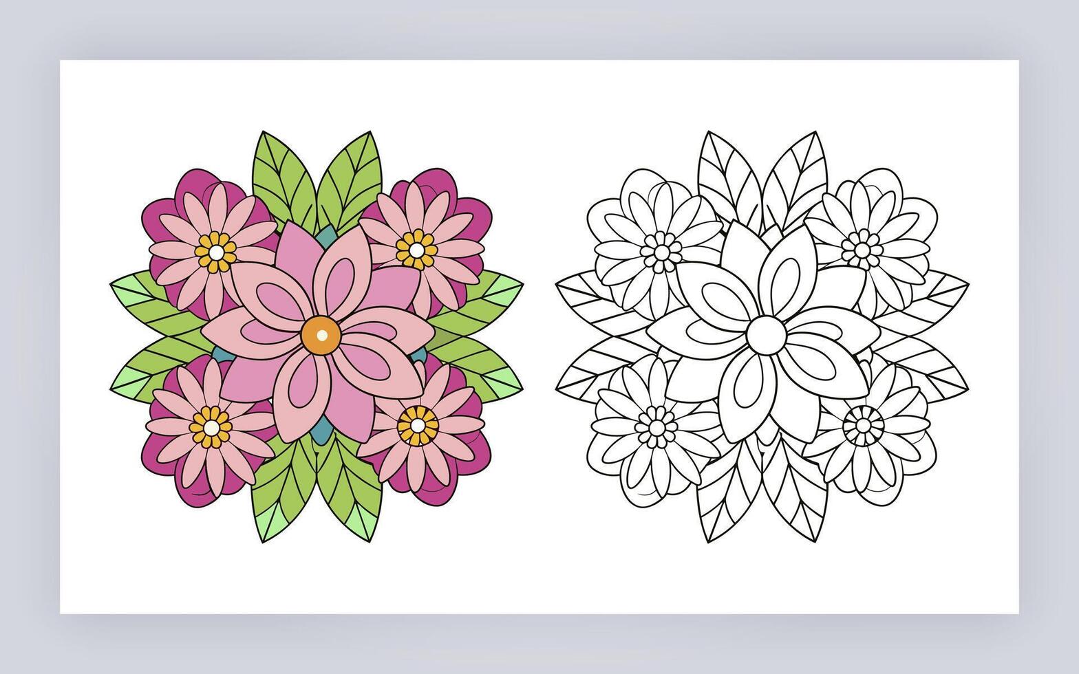 coloring pages with flowers and leaves vector