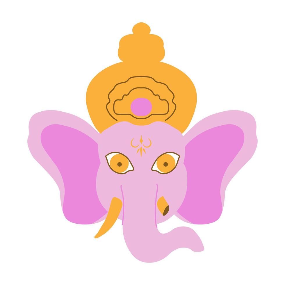 Head of Ganesha, Ganesh, Ganapati, Vinayaka, Lambodara and Pillaiyar, Deity in the Hindu Pantheonand is the Supreme God in the Ganapatya Sect. God with the Head of an Elephant. vector