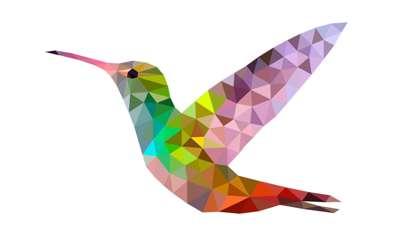 Colorful Flying Hummingbird from Triangular Shapes vector