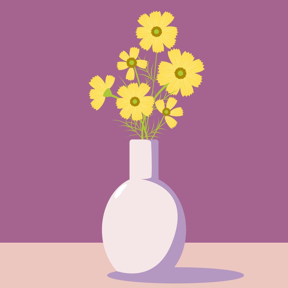 Cosmos flower in vase. vector