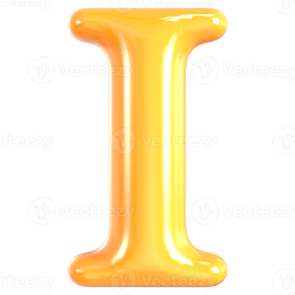 Yellow Font I 3D Render png