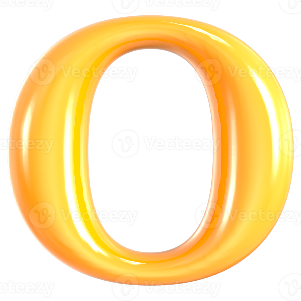 Yellow Font O 3D Render png