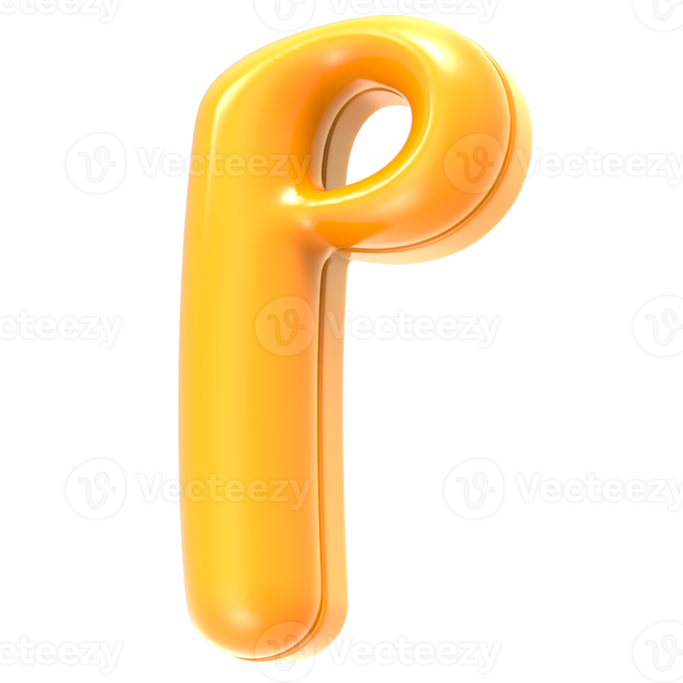P Font Yellow 3D Render png