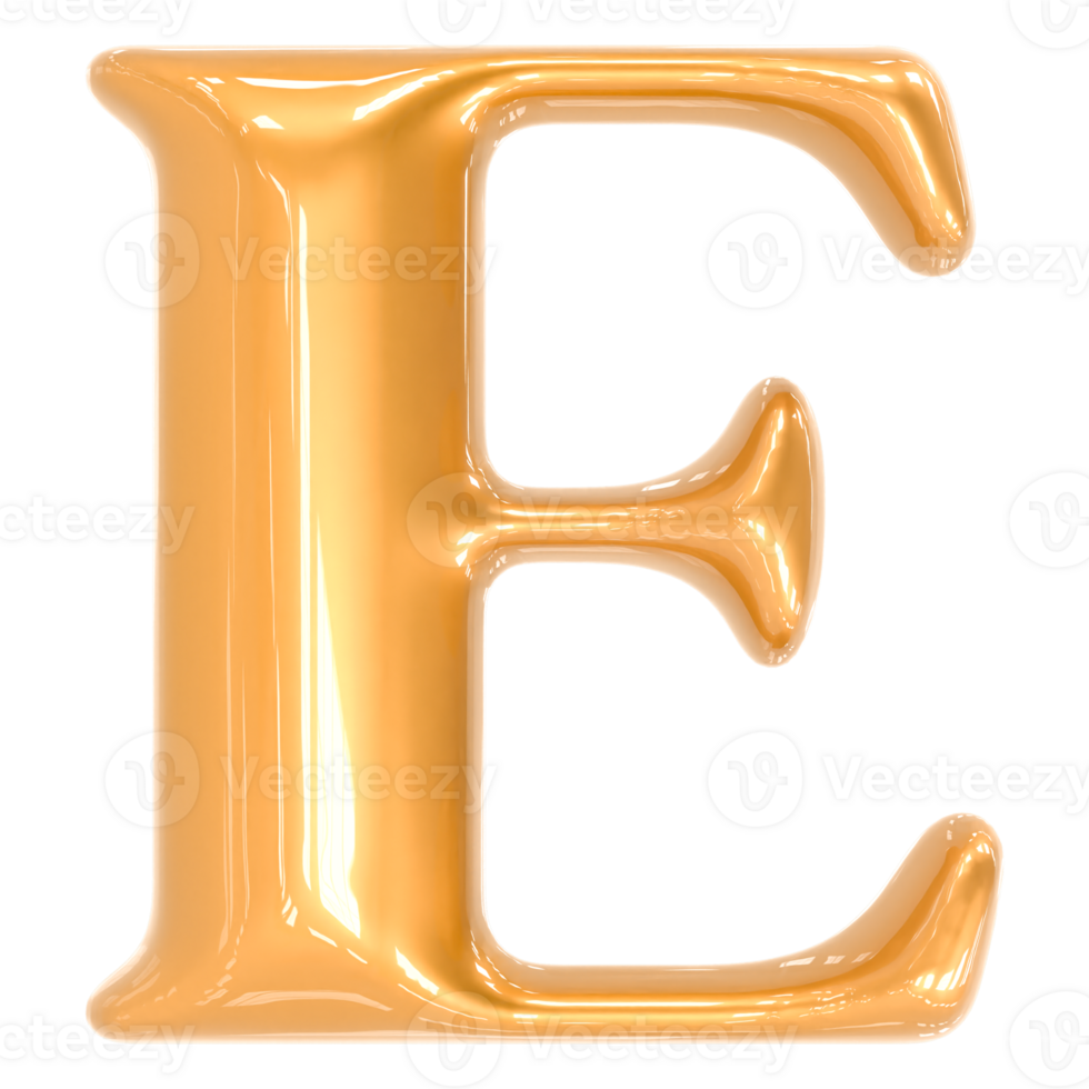 Gold Font E 3D png