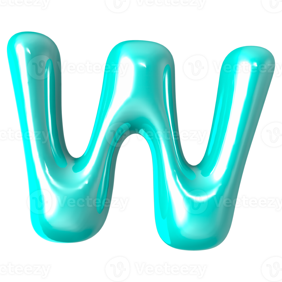 Font W 3D Render png