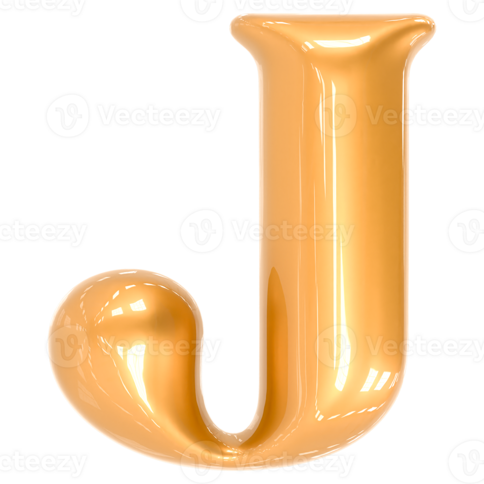 Gold Font J 3D png