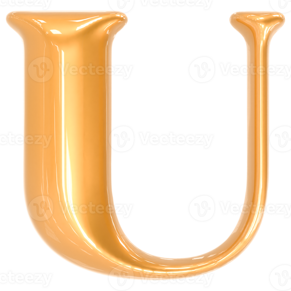 Gold Font U 3D png