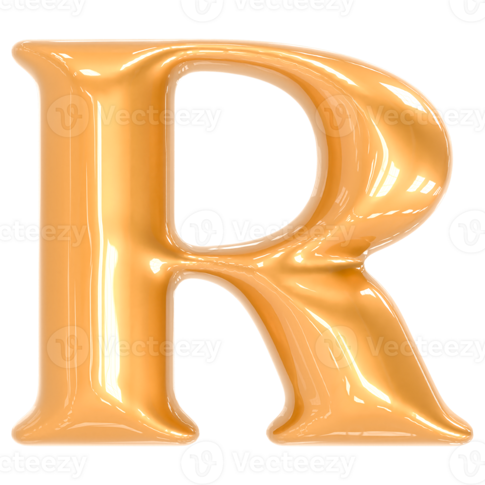 Gold Font R 3D png