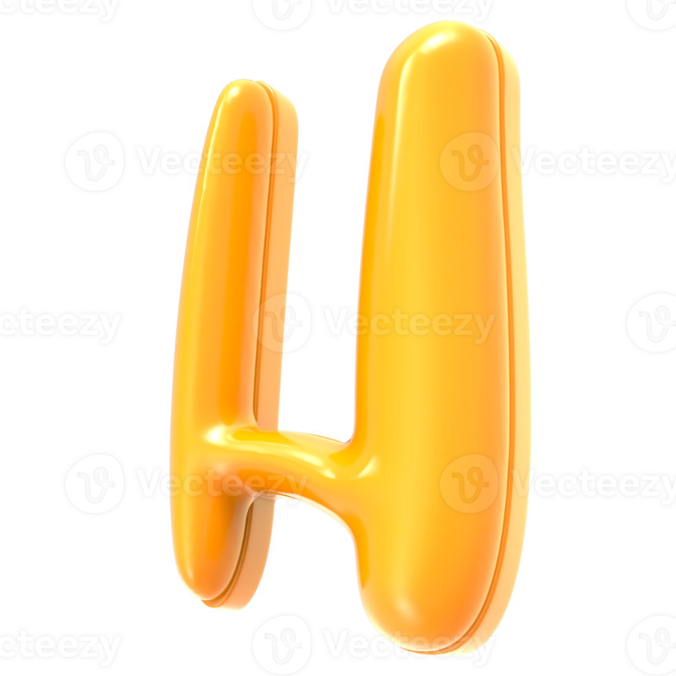 H Font Yellow 3D Render png