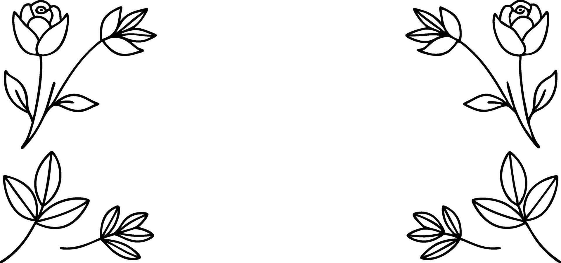 Hand Drawn Line Flowers Set vector