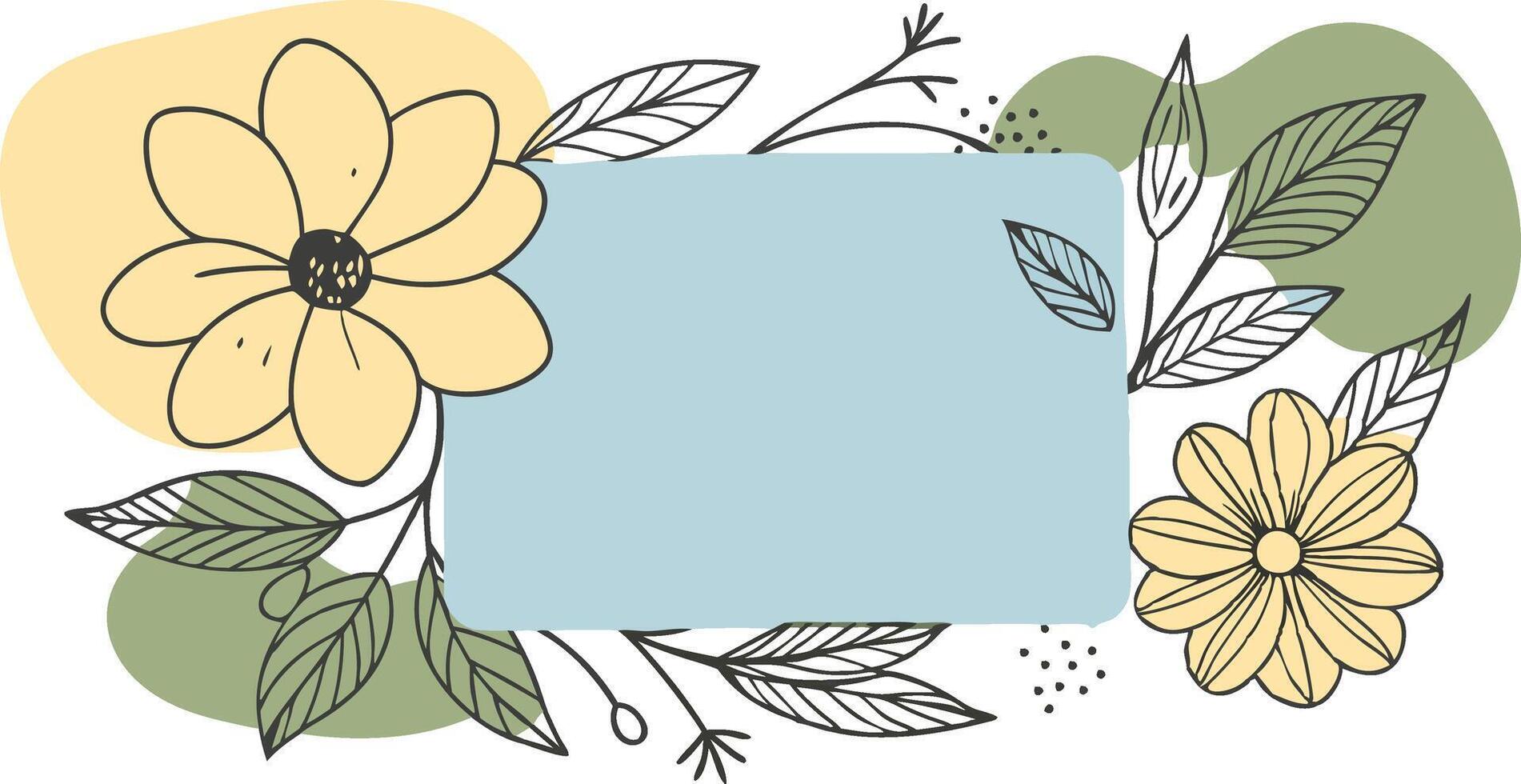 Hand Drawn Line Flowers Set vector