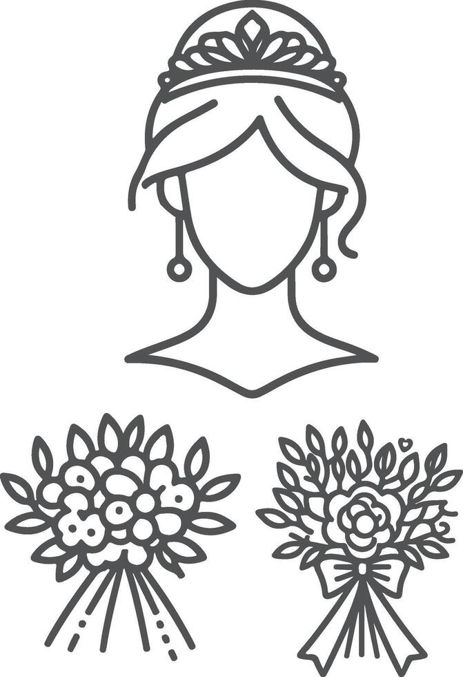 Continuous one line drawing of a wedding couple illustration. vector