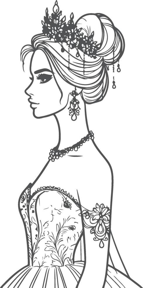 Continuous one line drawing of a wedding couple illustration. vector