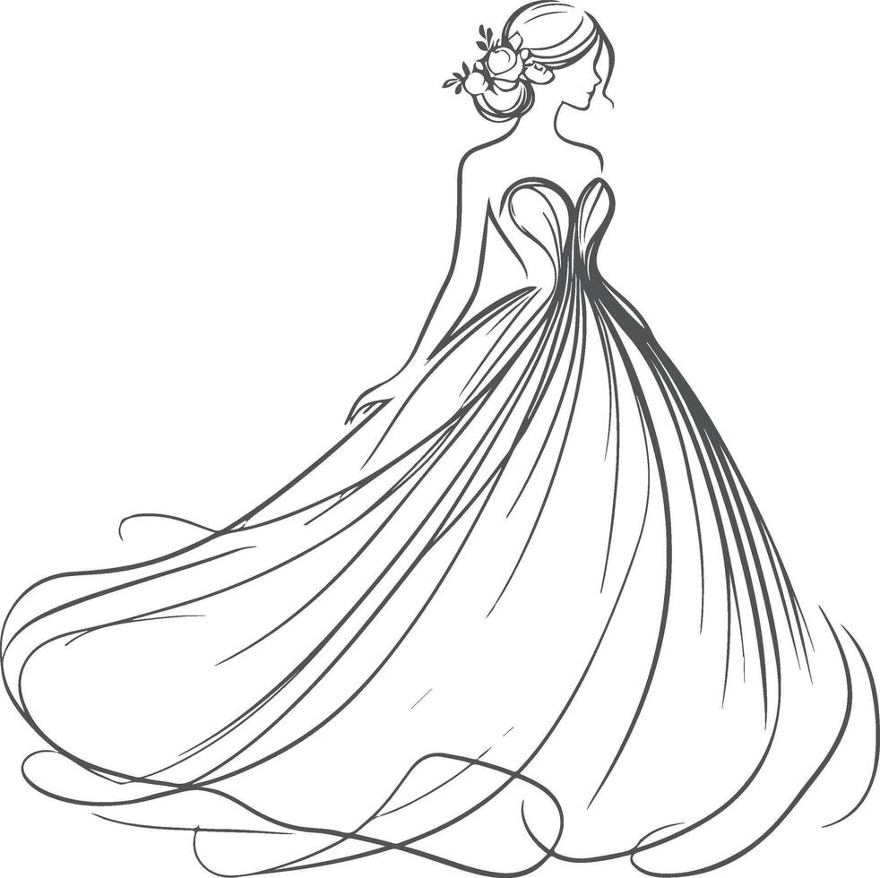 Continuous one line drawing of a wedding couple illustration 47393796