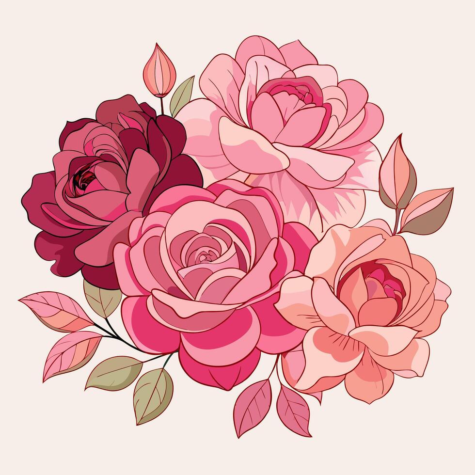 colorful flowers and leaves in a square frame vector