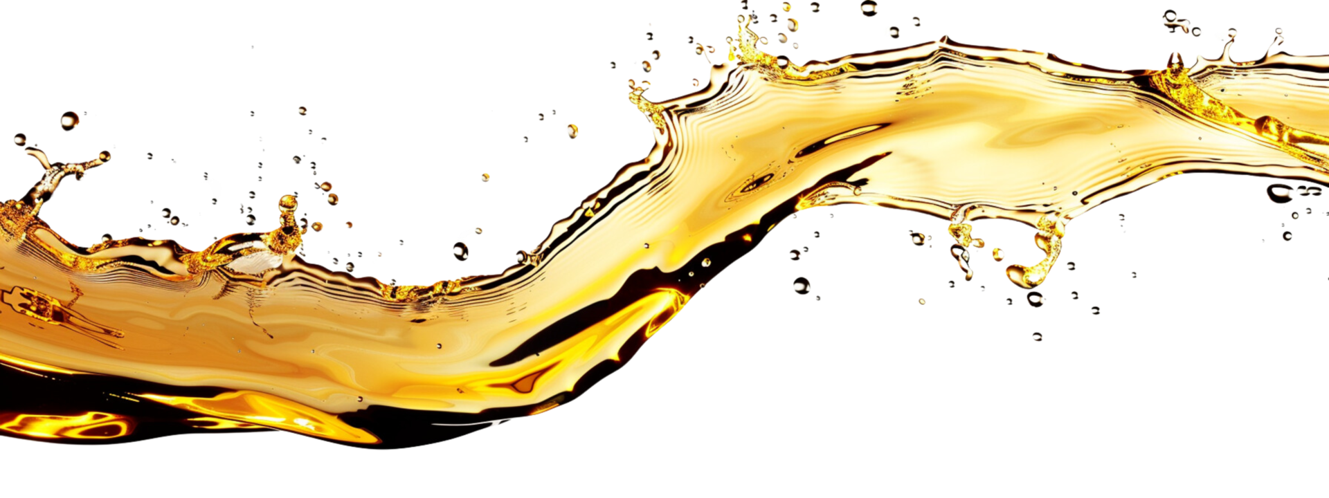 Golden oil splash isolated on a transparent background png