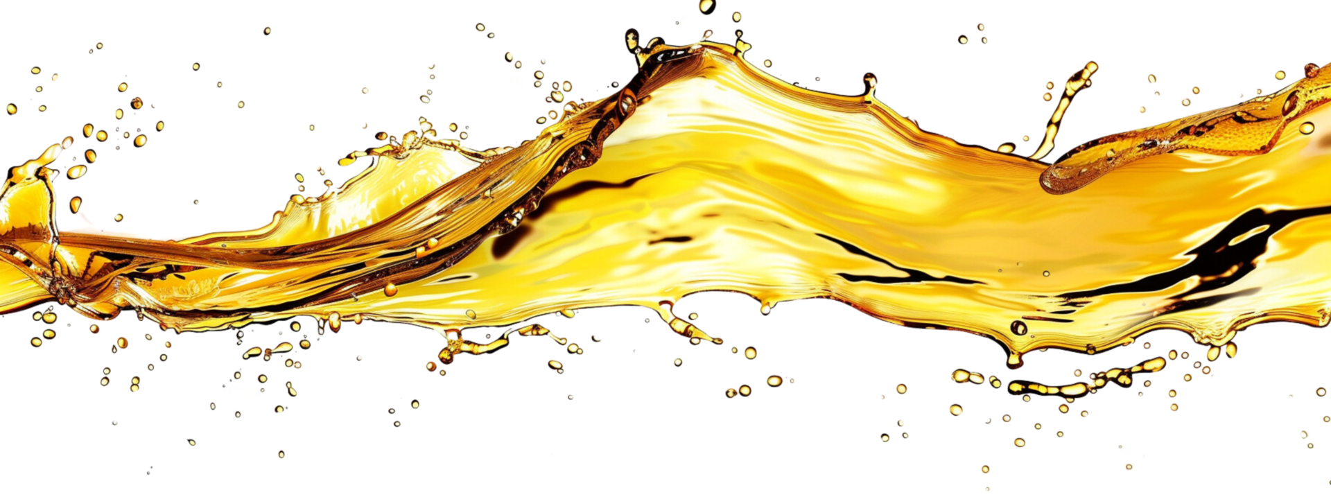 Golden oil splash isolated on a transparent background png
