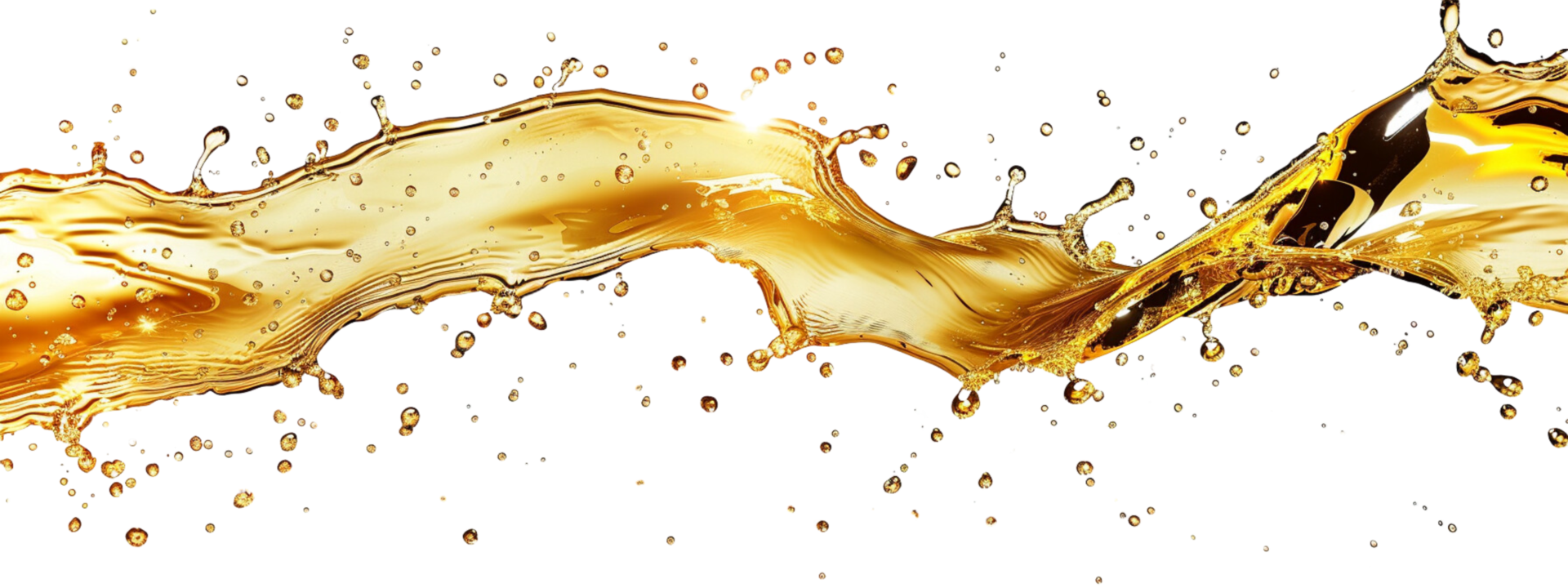 Golden oil splash isolated on a transparent background png