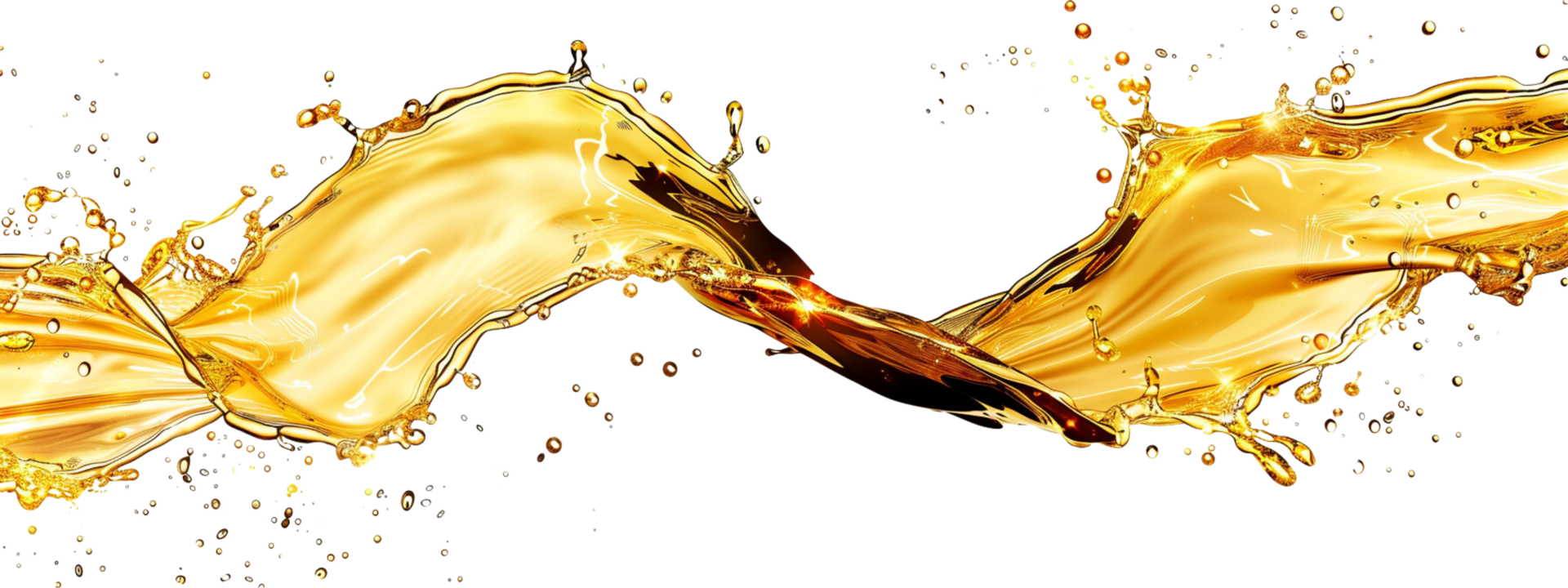 Golden oil splash isolated on a transparent background png